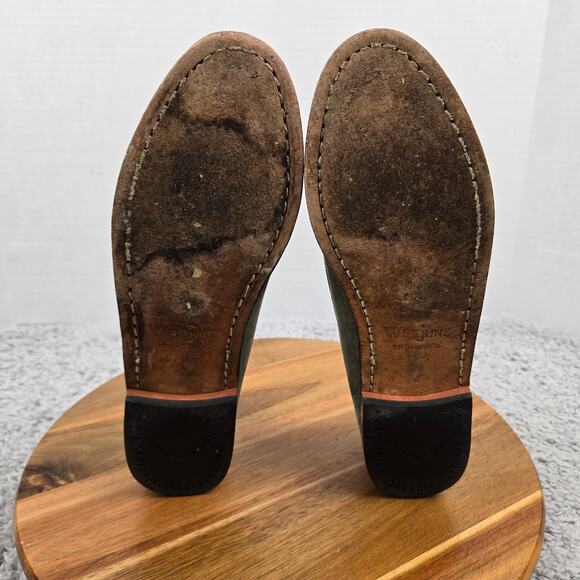 G.H. Bass Weejuns Womens 8.5M Green Suede Snake Print Casual Daily Penny Loafer - Picture 8 of 12